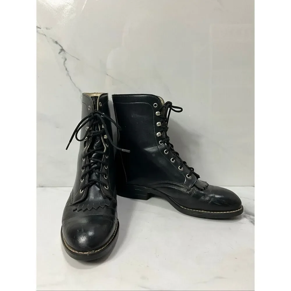 VINTAGE Black Leather Riding Boots